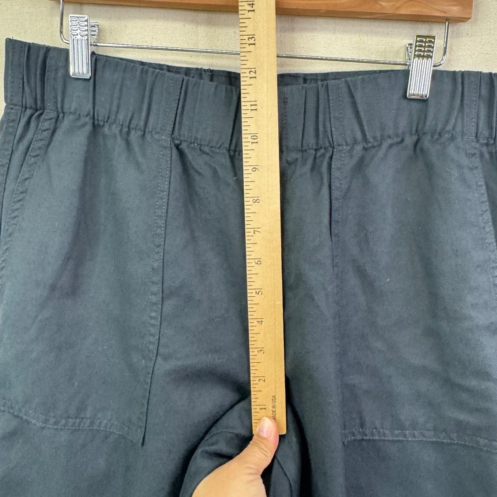 Banana Republic Pull On Crop Pants L Black Linen Lyocell Minimalist Utility